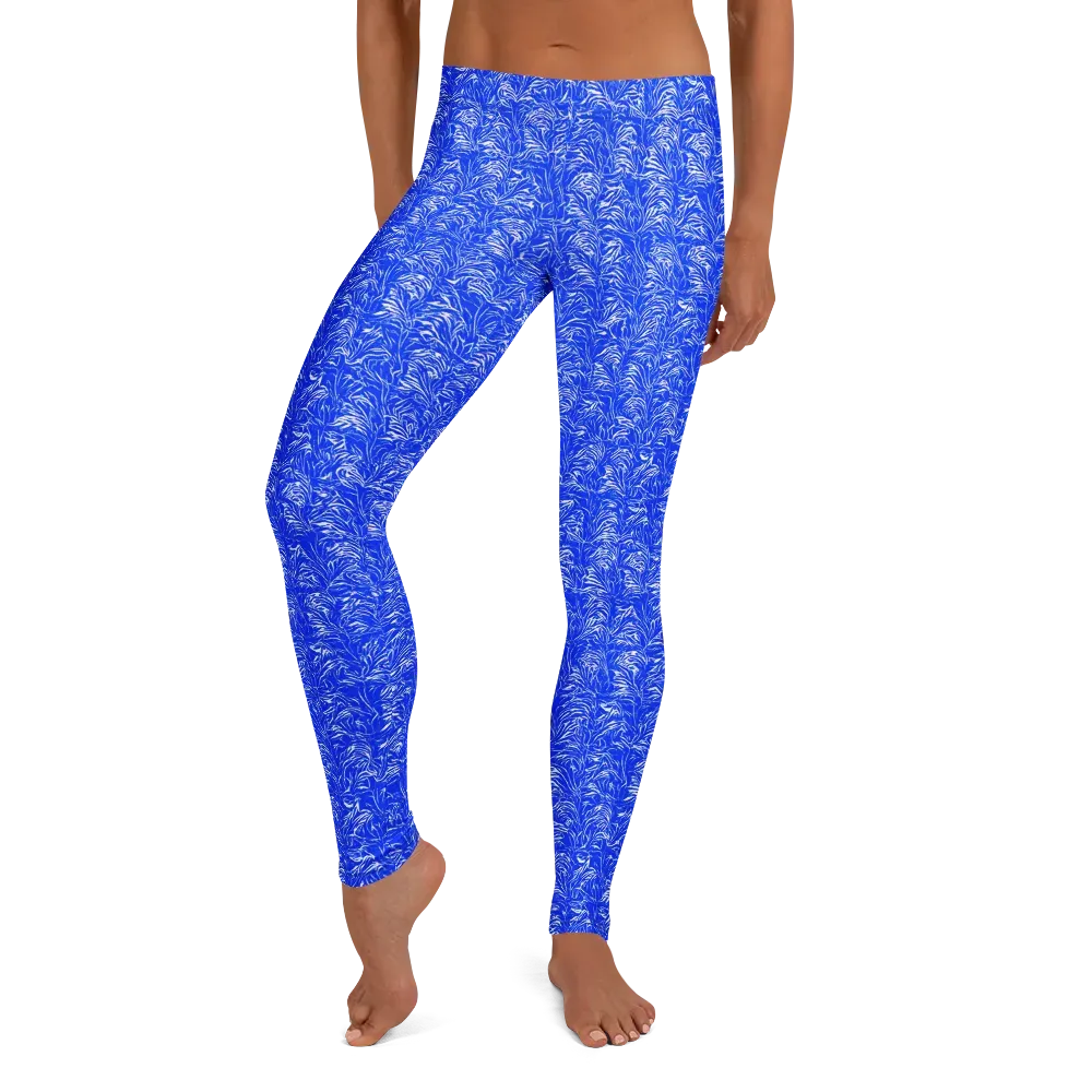 Cobalt Frond on Leggings — Front