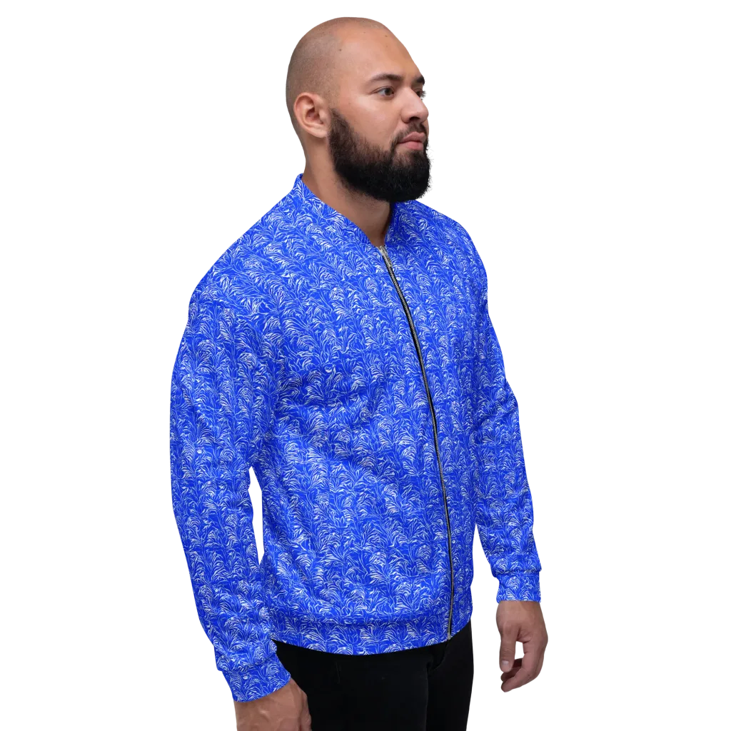 Cobalt Frond on Bomber Jacket — Right