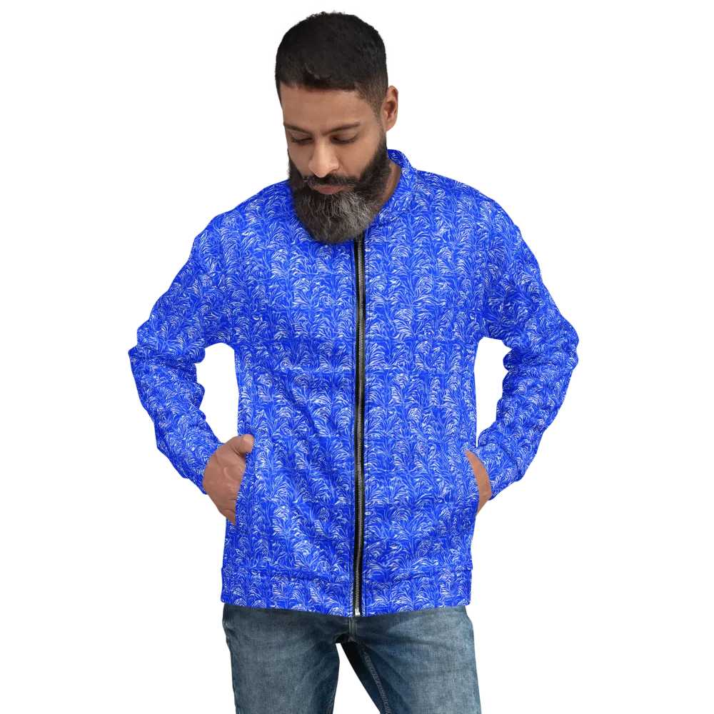Cobalt Frond on Bomber Jacket — Front