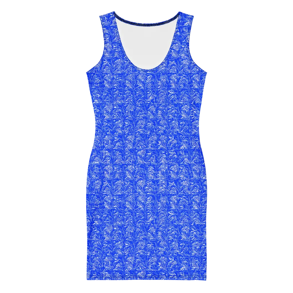 Cobalt Frond on Bodycon Dress — Front