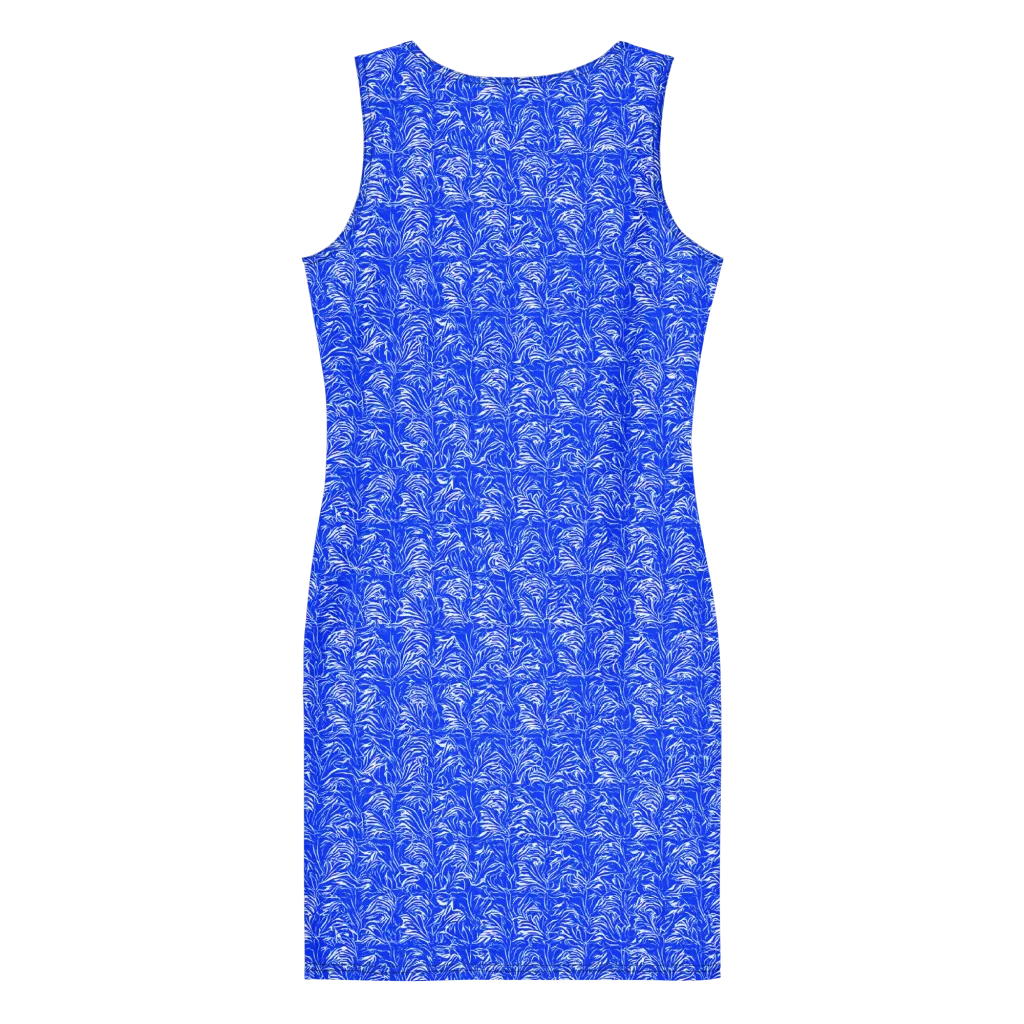 Cobalt Frond on Bodycon Dress — Back