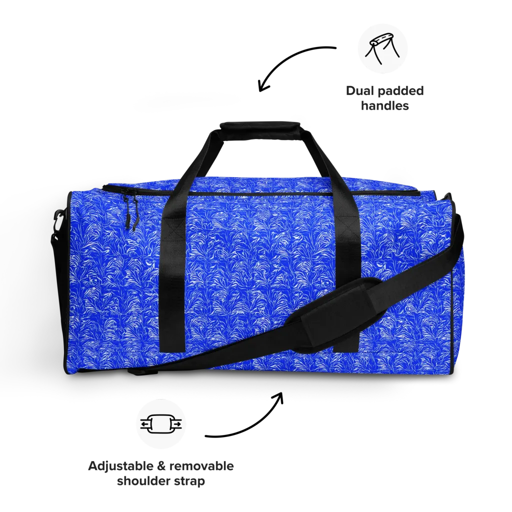 Cobalt Frond on Duffle Bag — Front