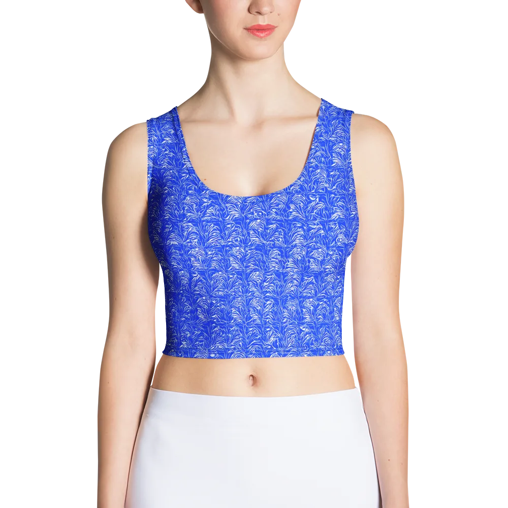 Cobalt Frond on Crop Top — Front