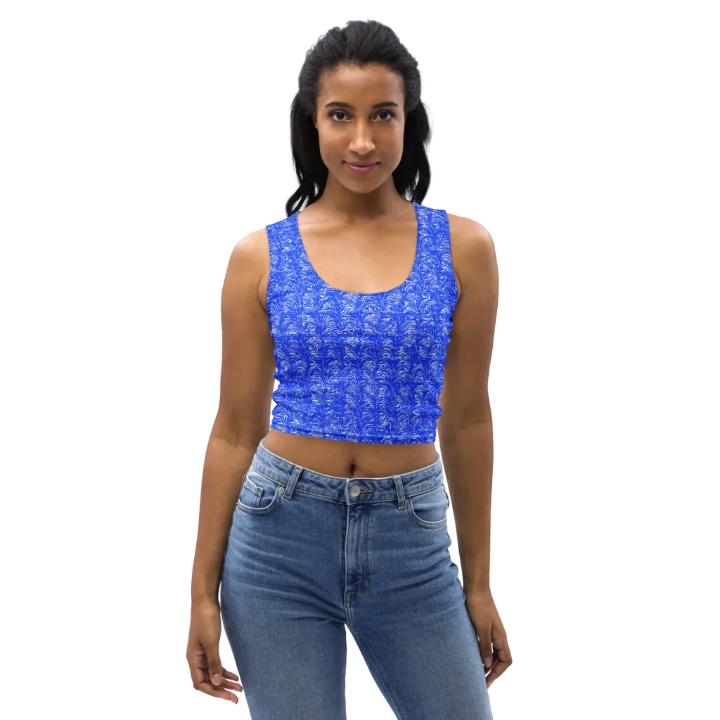 Cobalt Frond on Crop Top — Front
