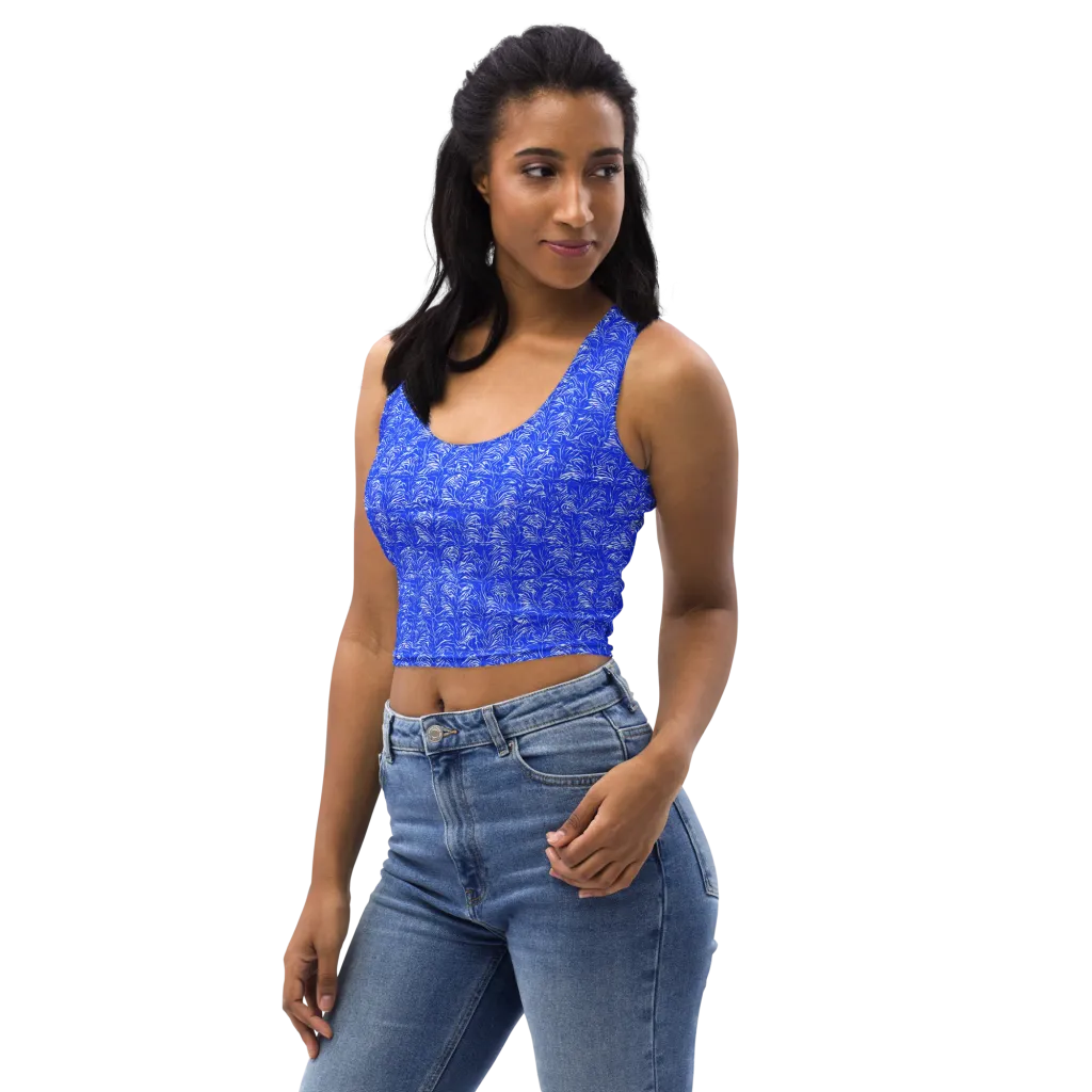 Cobalt Frond on Crop Top — Left Front