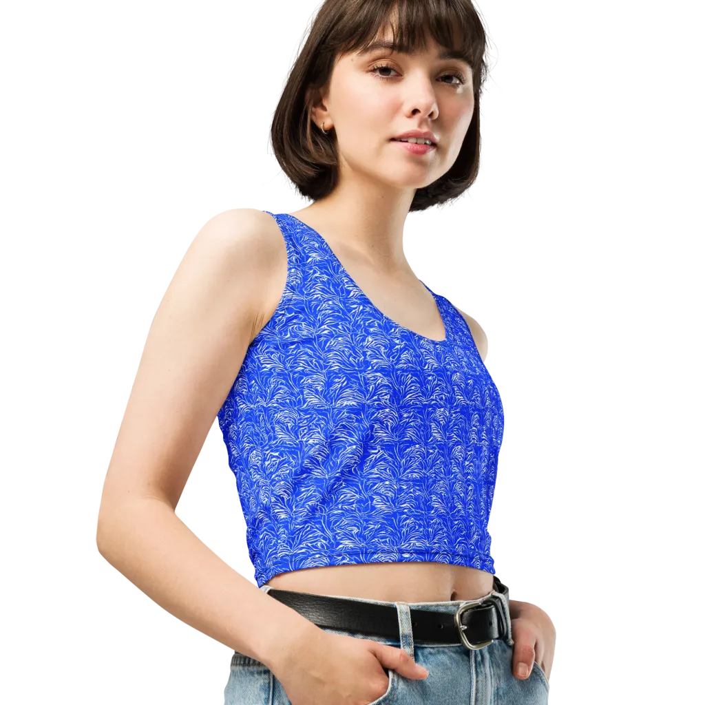 Cobalt Frond on Crop Top — Right Front