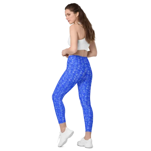 Cobalt Frond on a Leggings with Pockets