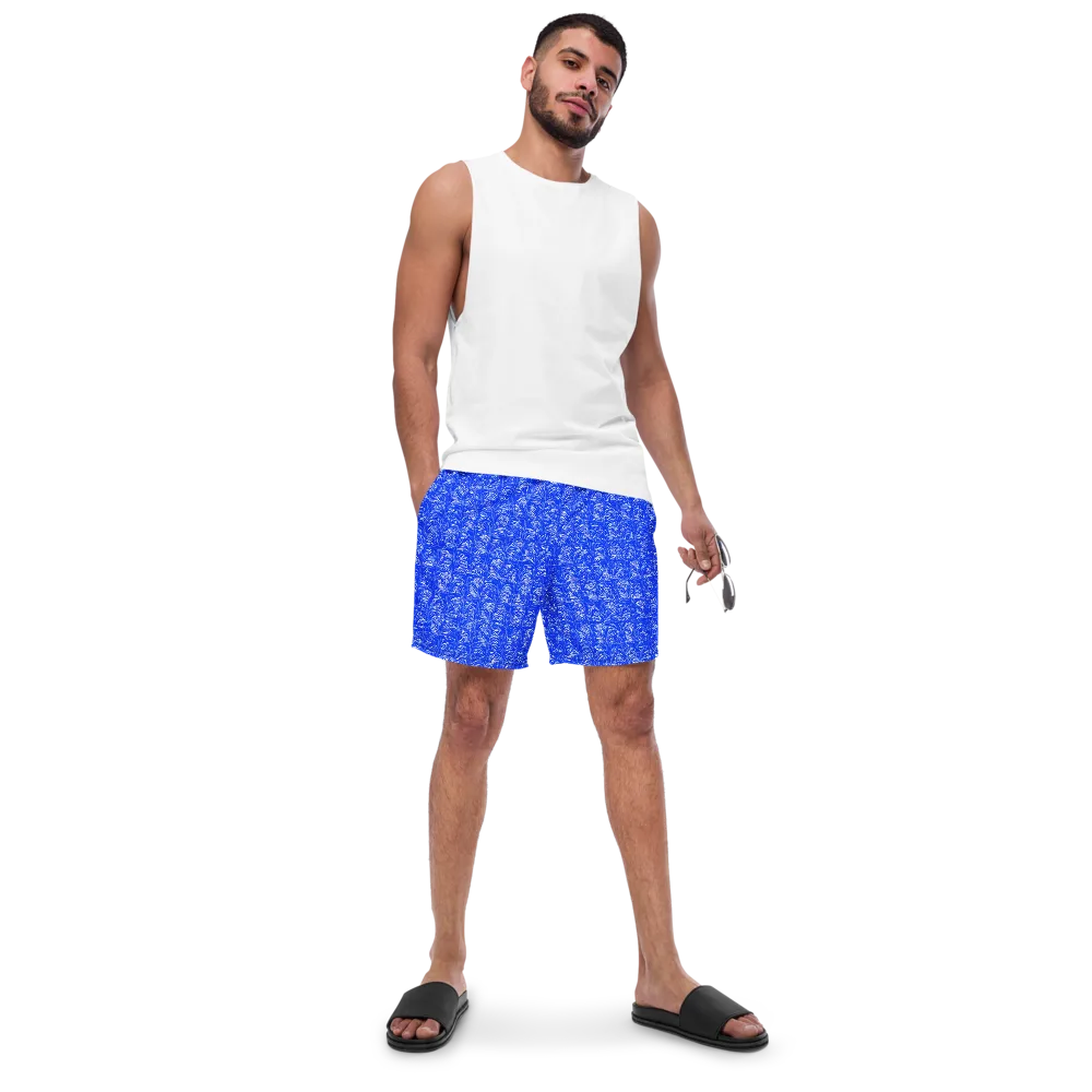 Cobalt Frond on Swim Trunks — Front