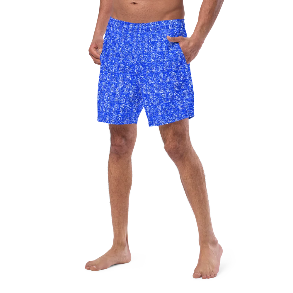 Cobalt Frond on Swim Trunks — Left Front