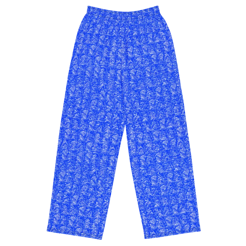 Cobalt Frond on Wide-Leg Pants — Front
