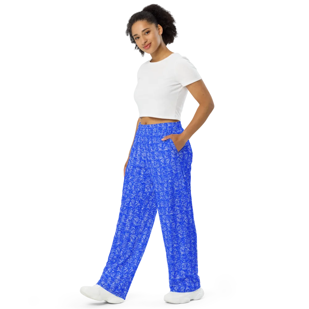Cobalt Frond on Wide-Leg Pants — Left Front