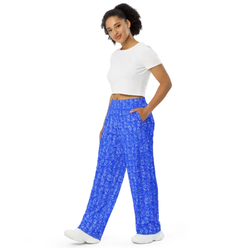 Cobalt Frond on a Wide-Leg Pants