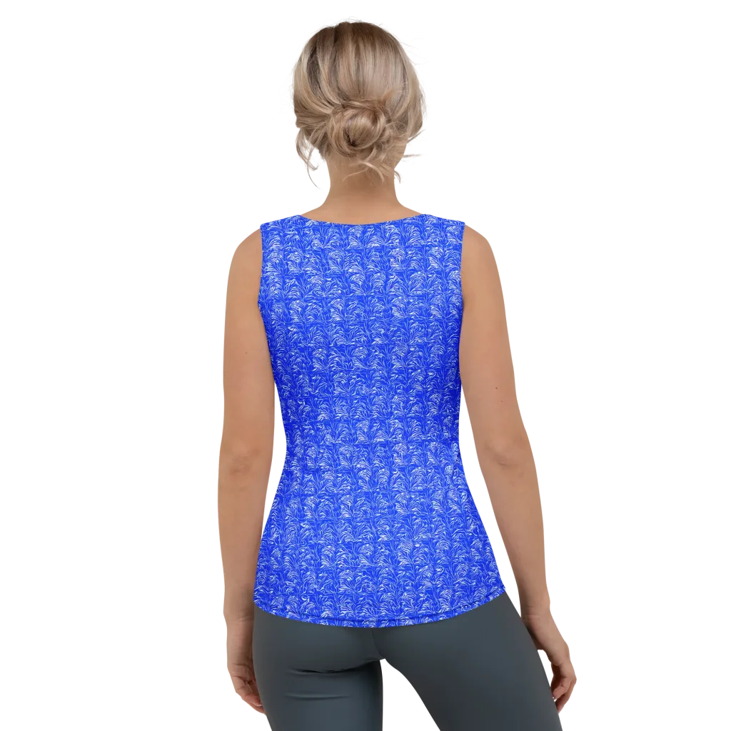 Cobalt Frond on Women's Tank Top — Back