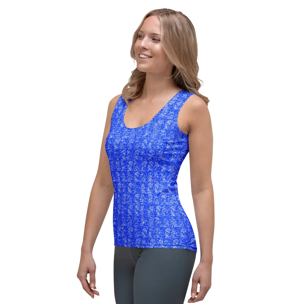 Cobalt Frond on Women's Tank Top — Left Front