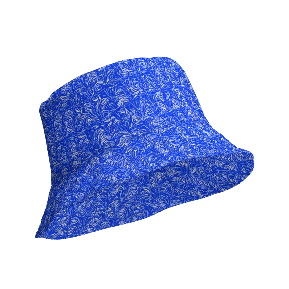 Cobalt Frond on Reversible Bucket Hat — Product details Outside