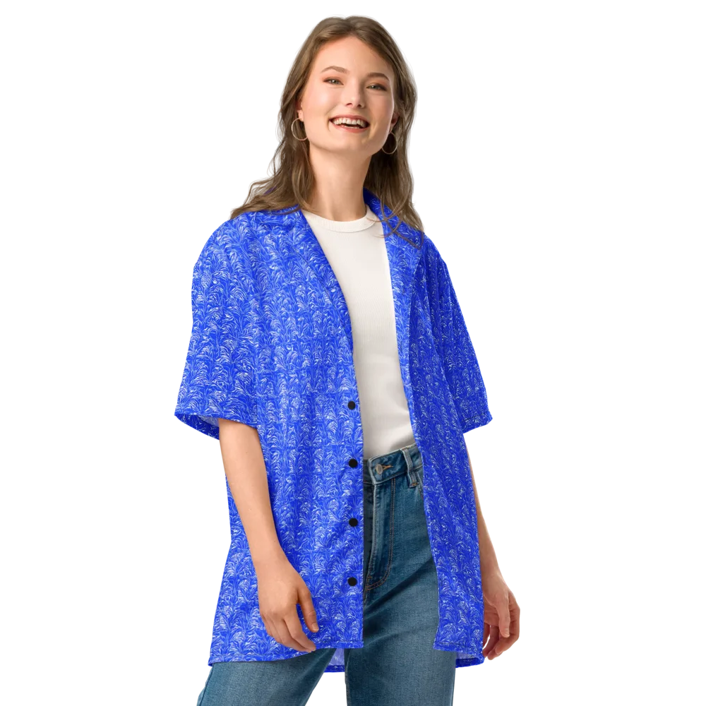 Cobalt Frond on Button Shirt — Front
