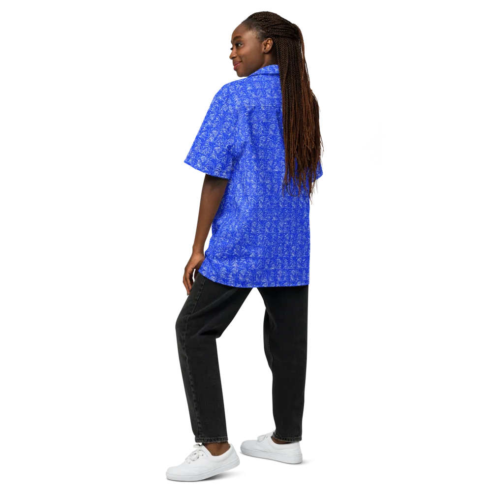 Cobalt Frond on Button Shirt — Back