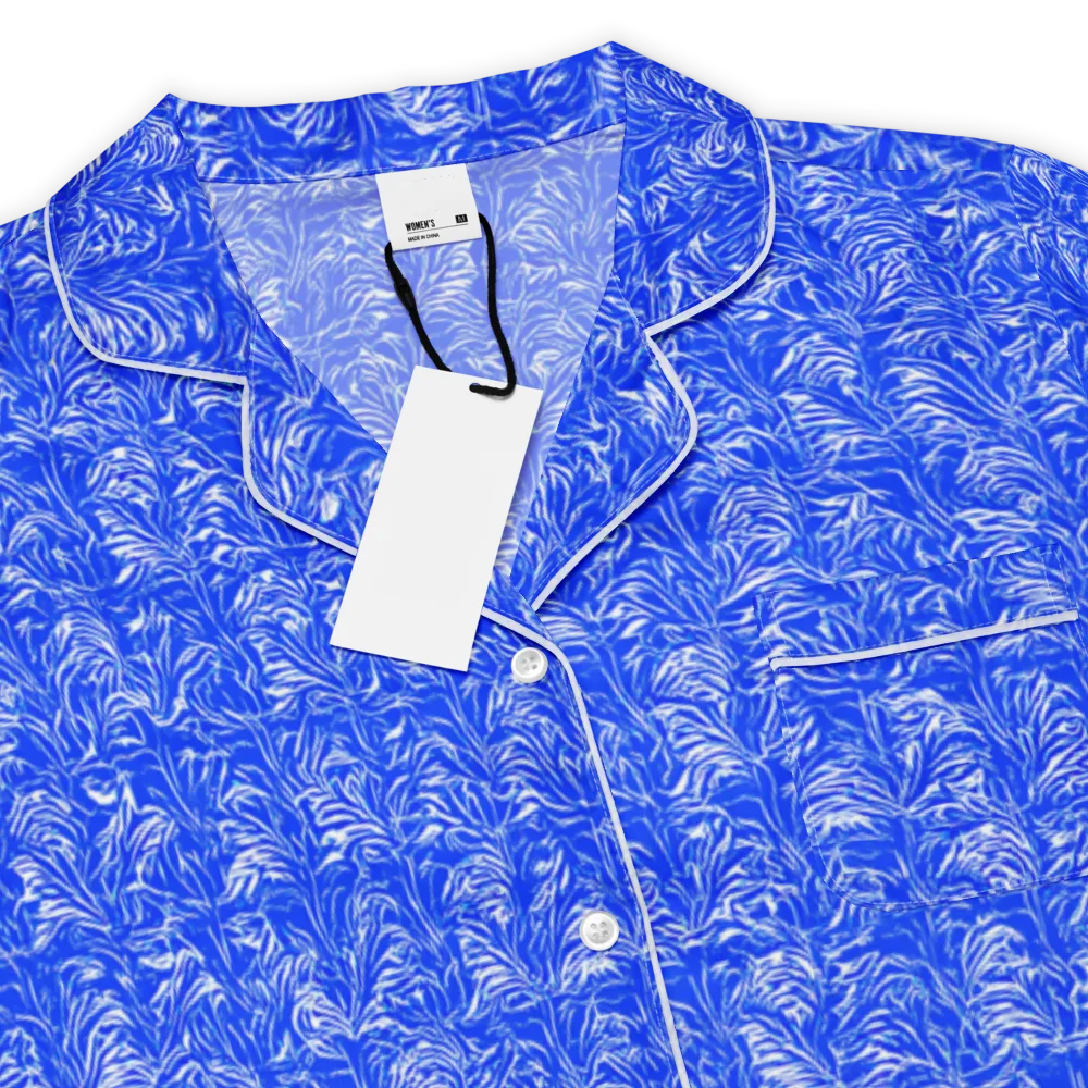 Cobalt Frond on Women's Short Sleeve Pajama Top — Product details