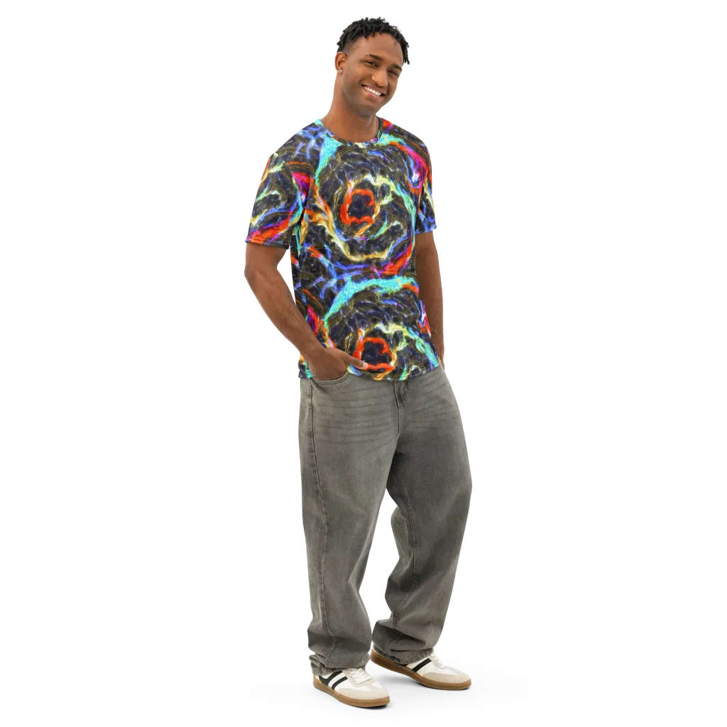 Hyperlight Tide on Men's Cotton Crew Neck T-Shirt — Right Front