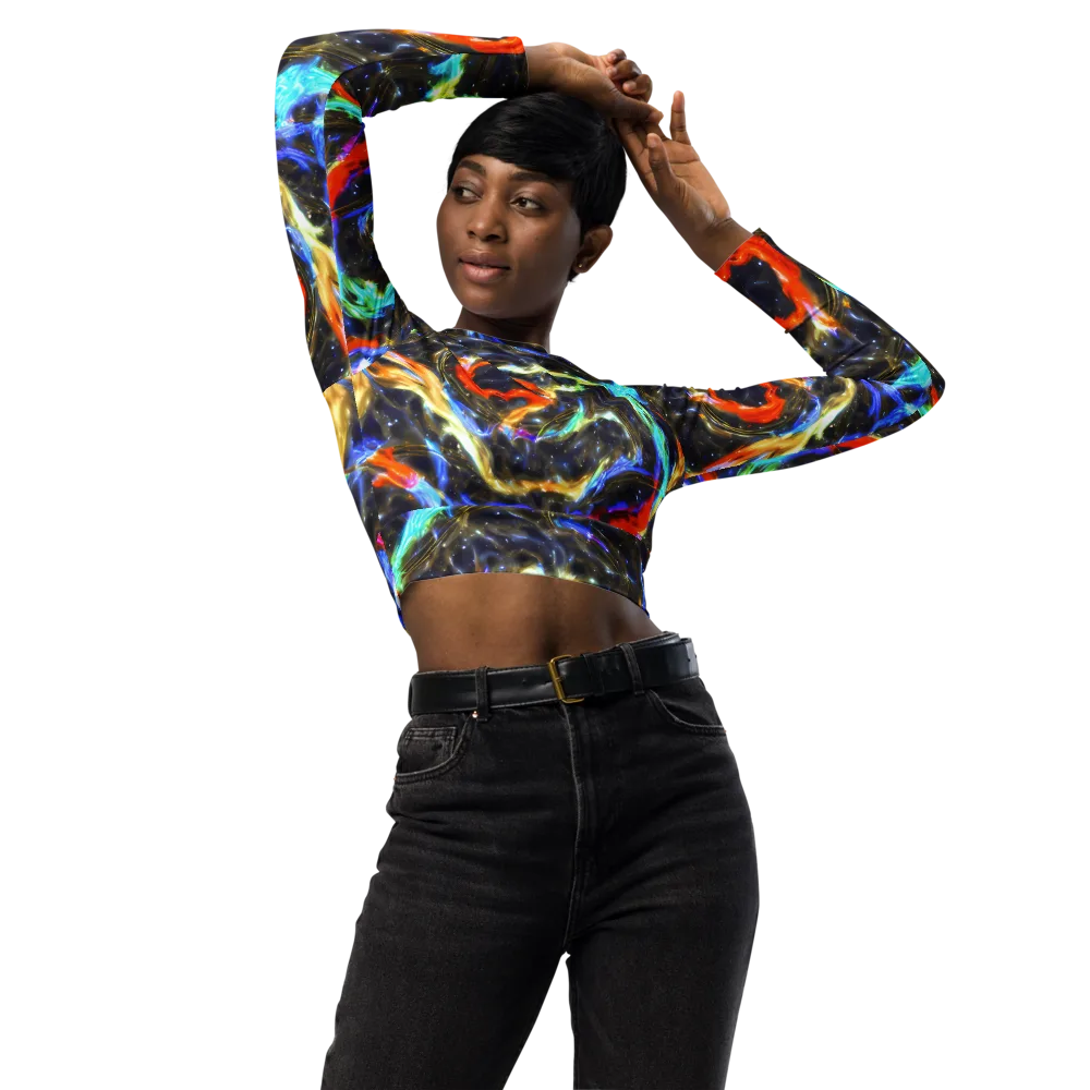 Hyperlight Tide on Long Sleeve Crop Top — Front