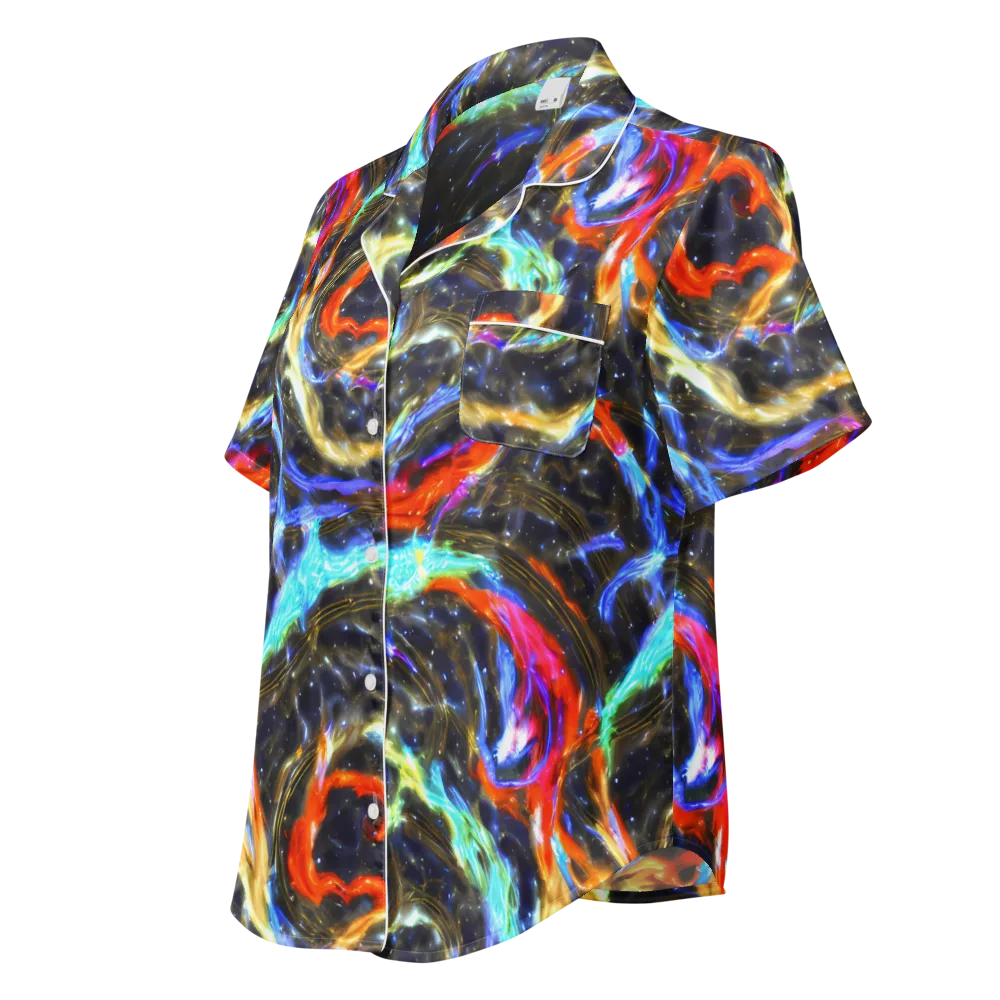 Hyperlight Tide on Women's Short Sleeve Pajama Top — Left Front