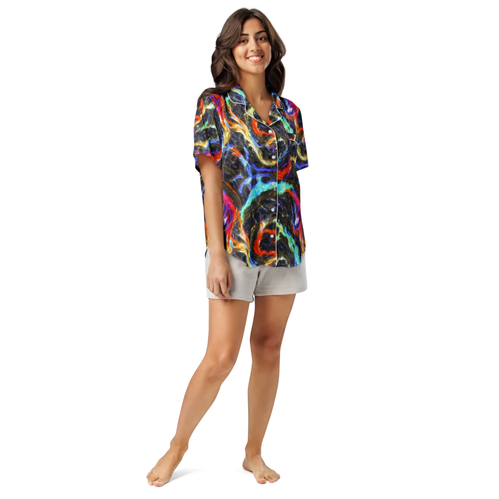 Hyperlight Tide on Women's Short Sleeve Pajama Top — Front