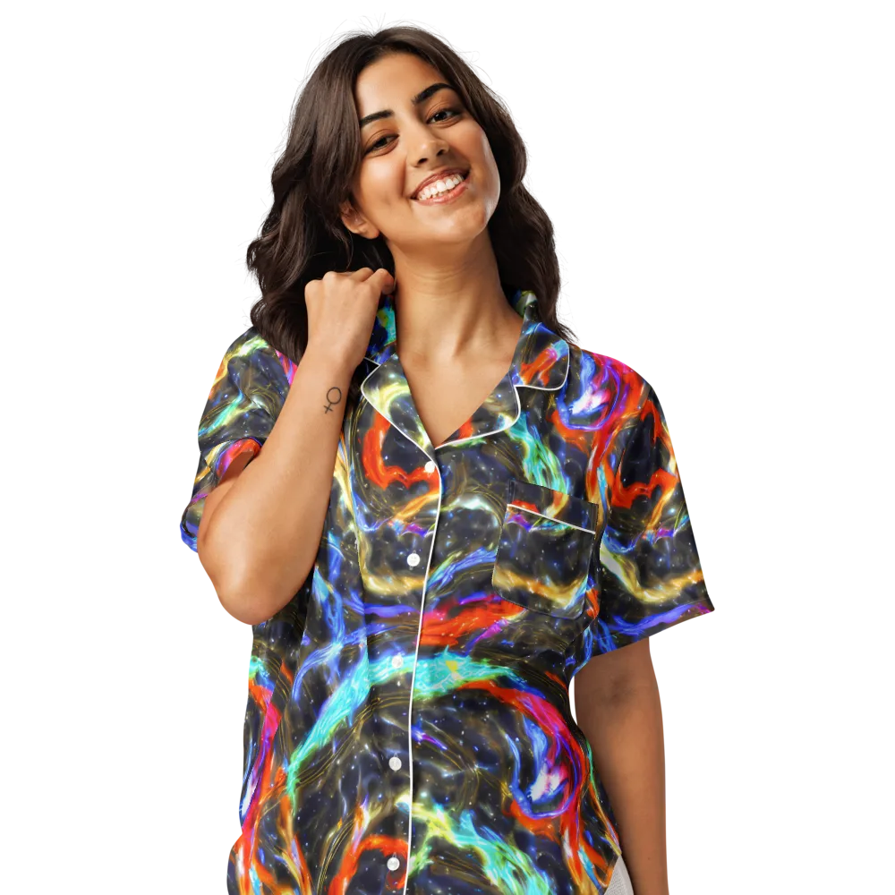 Hyperlight Tide on Women's Short Sleeve Pajama Top — Front