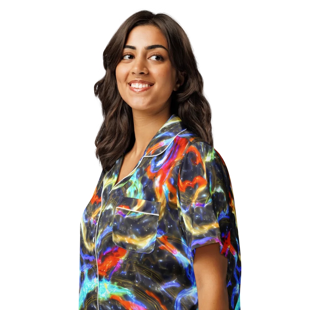 Hyperlight Tide on Women's Short Sleeve Pajama Top — Left Front