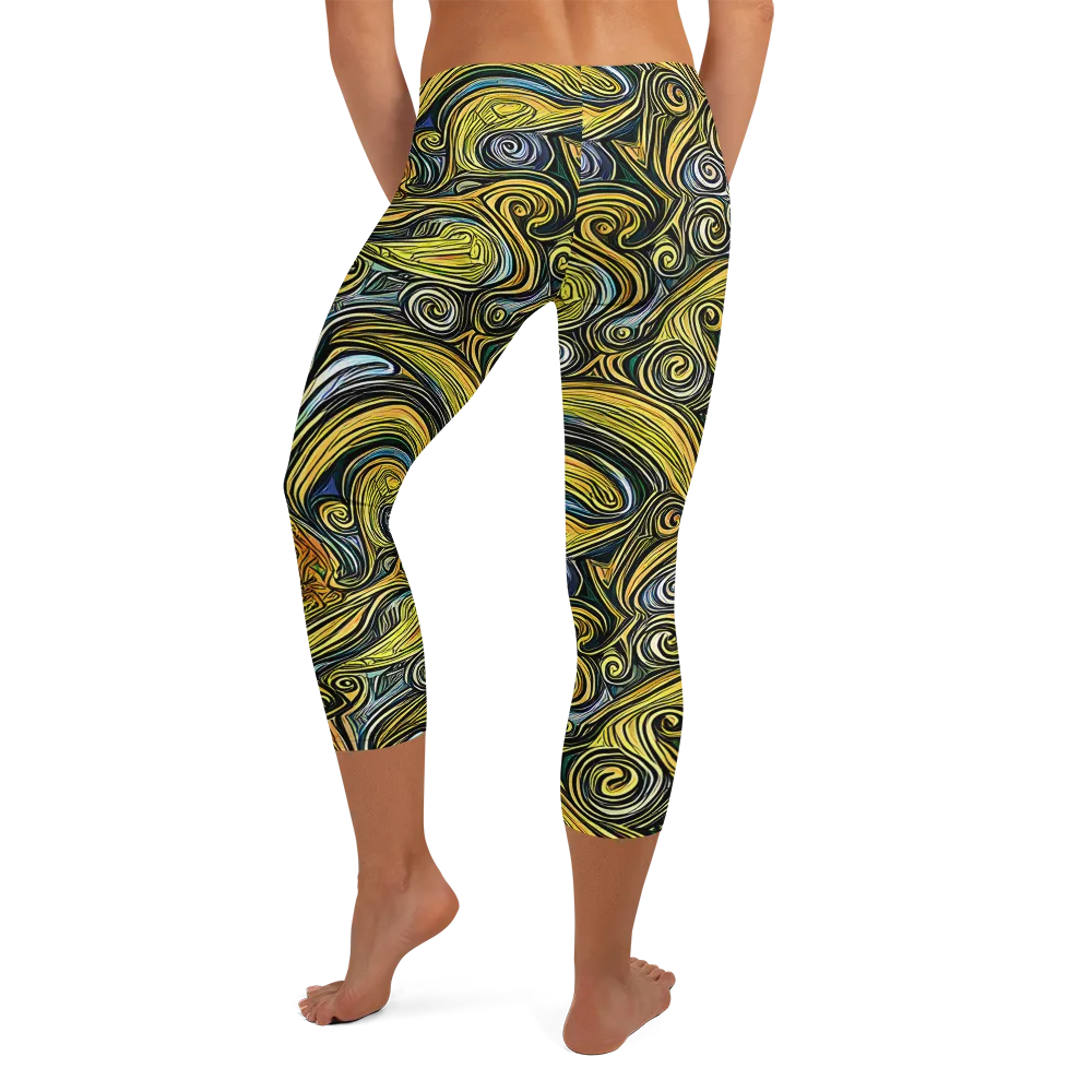 Solar Paisley on Capri Leggings — Back