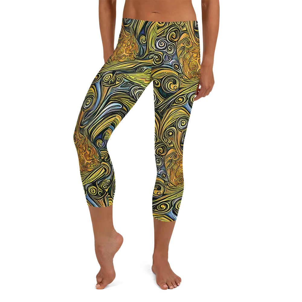 Solar Paisley on Capri Leggings — Front