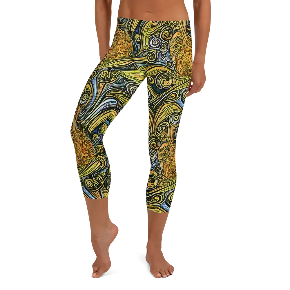 Solar Paisley on Capri Leggings — Front