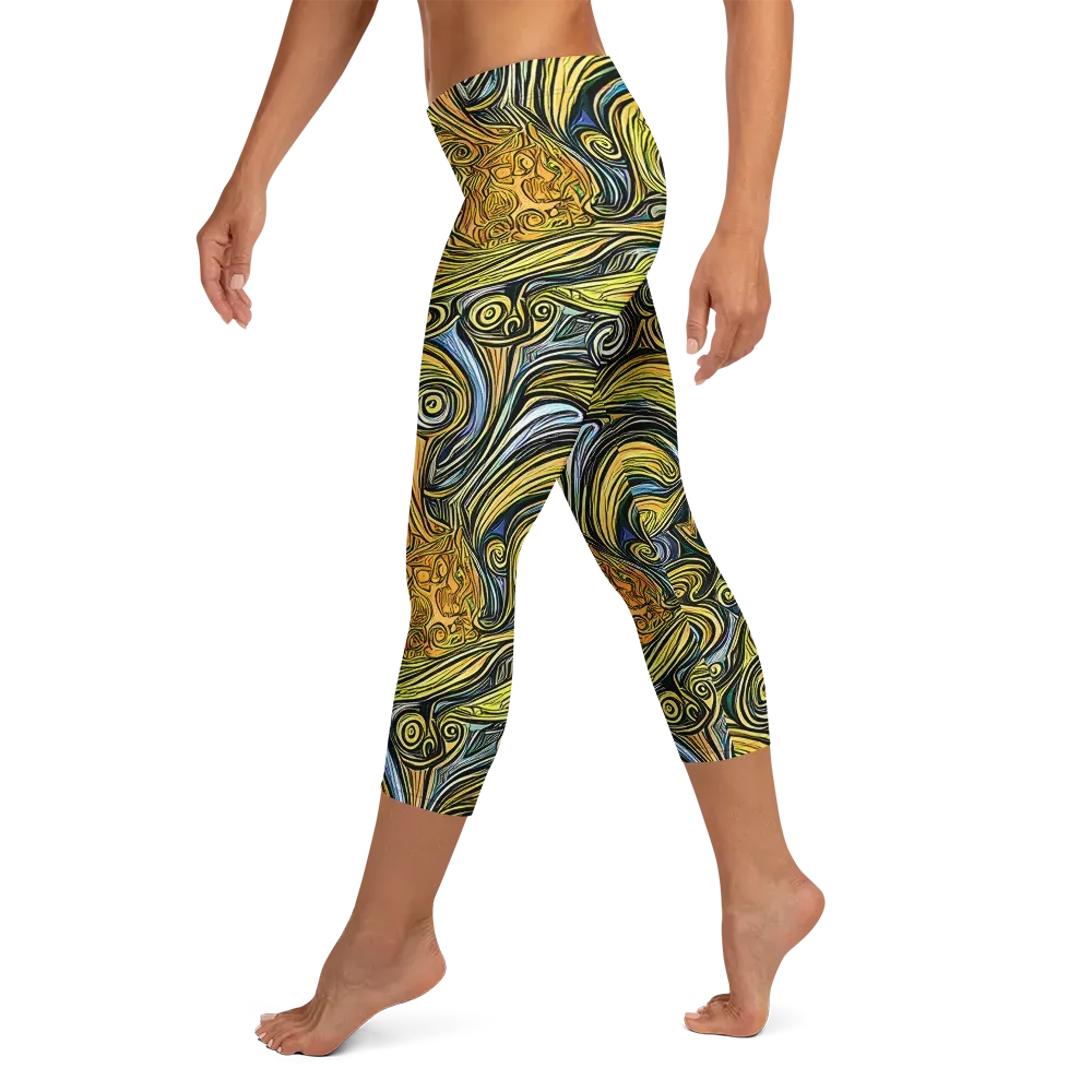 Solar Paisley on Capri Leggings — Left