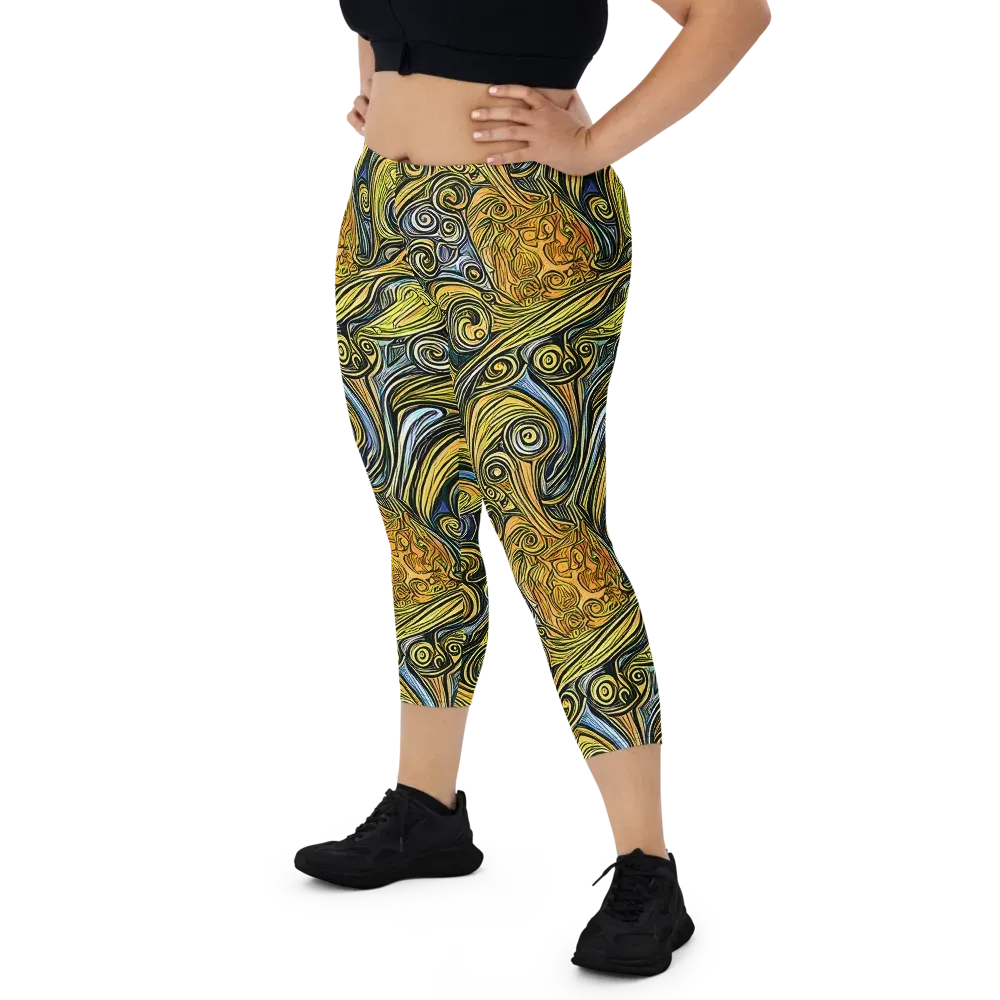 Solar Paisley on Capri Leggings — Front