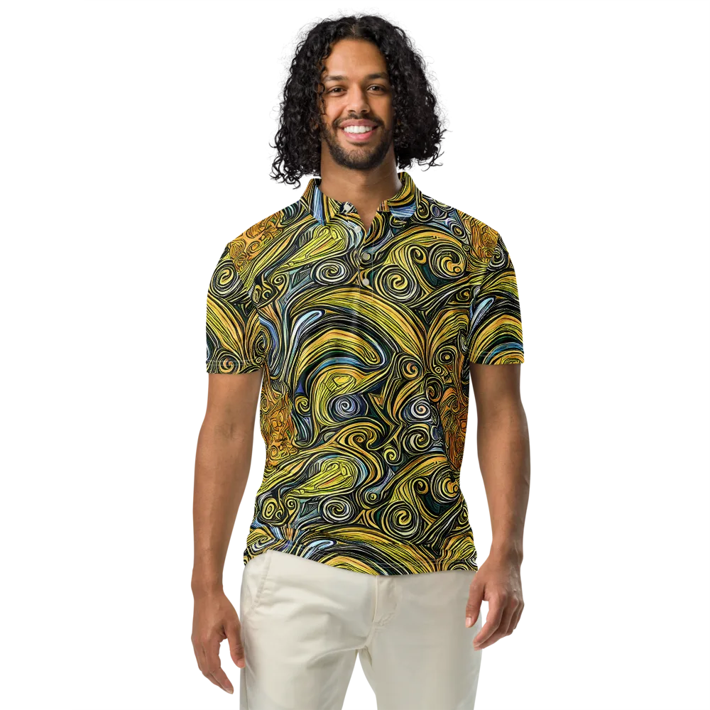 Solar Paisley on Men's Slim Fit Polo Shirt — Front