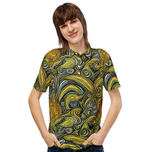 Solar Paisley on a Men's Slim Fit Polo Shirt