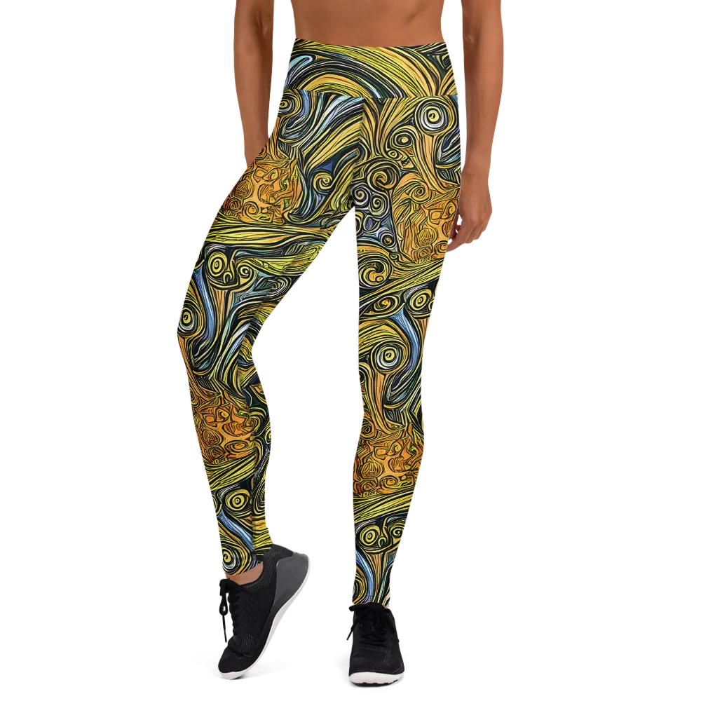 Solar Paisley on Yoga Leggings — Front