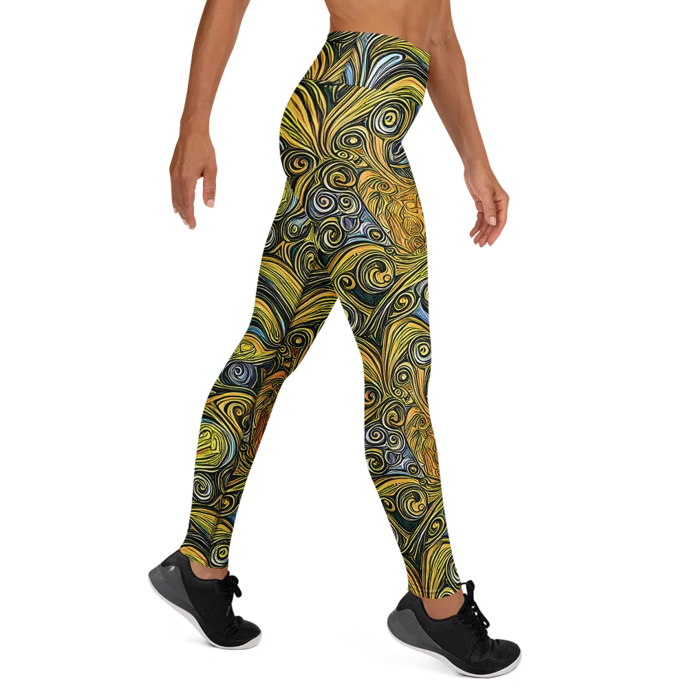 Solar Paisley on Yoga Leggings — Right