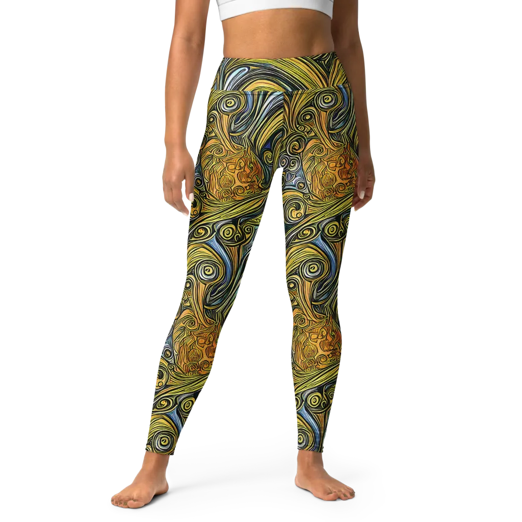 Solar Paisley on Yoga Leggings — Front