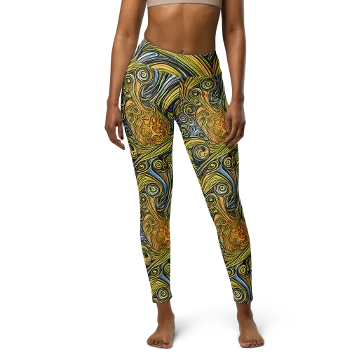 Solar Paisley on a Yoga Leggings