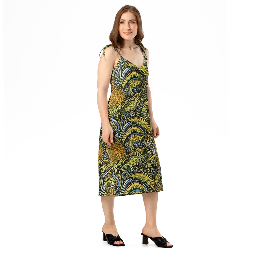 Solar Paisley on Slip Dress — Right Front