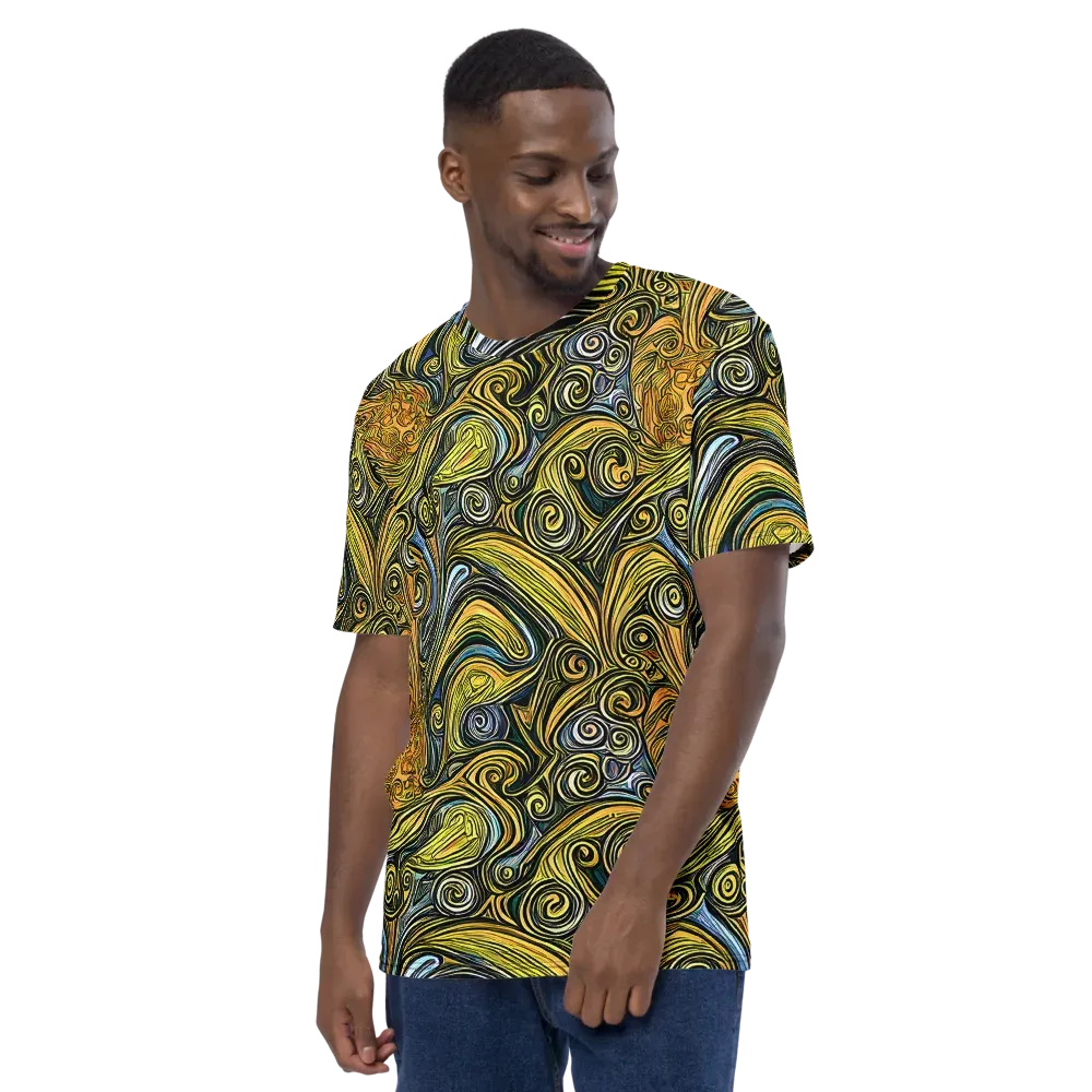 Solar Paisley on Men's Crew Neck T-Shirt — Left