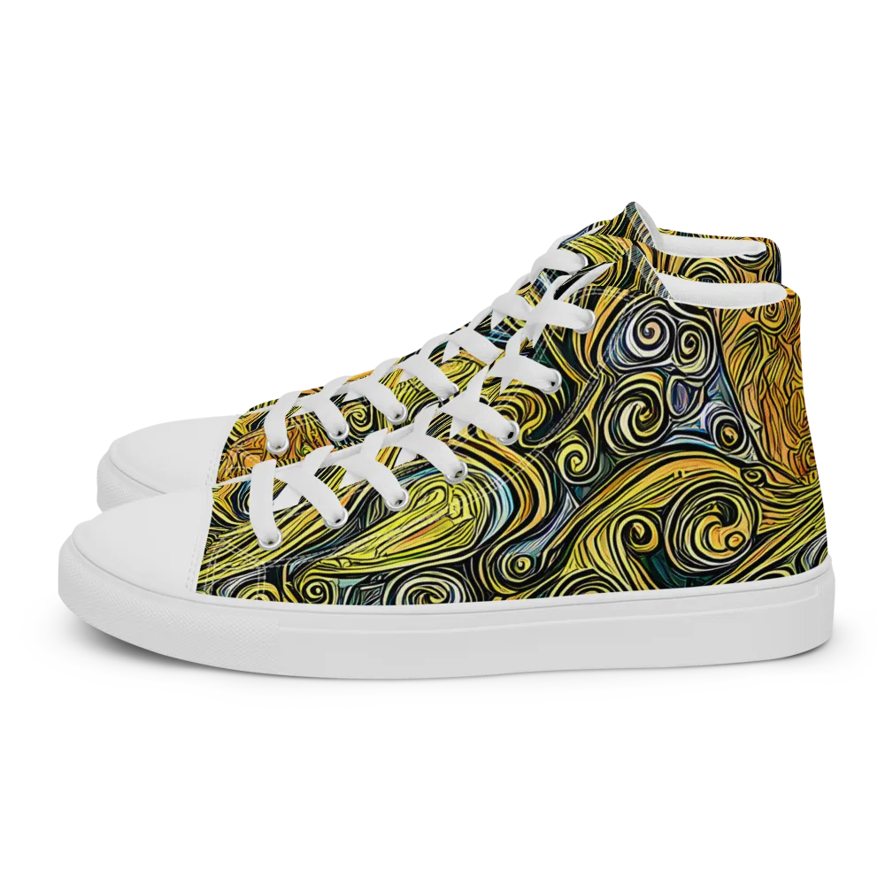 Solar Paisley on Men's High Top Canvas Shoes — Left