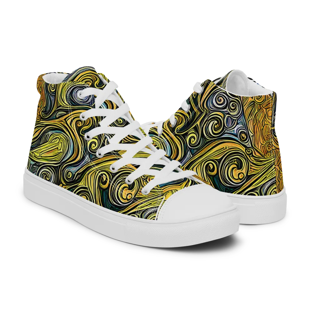 Solar Paisley on Men's High Top Canvas Shoes — Right