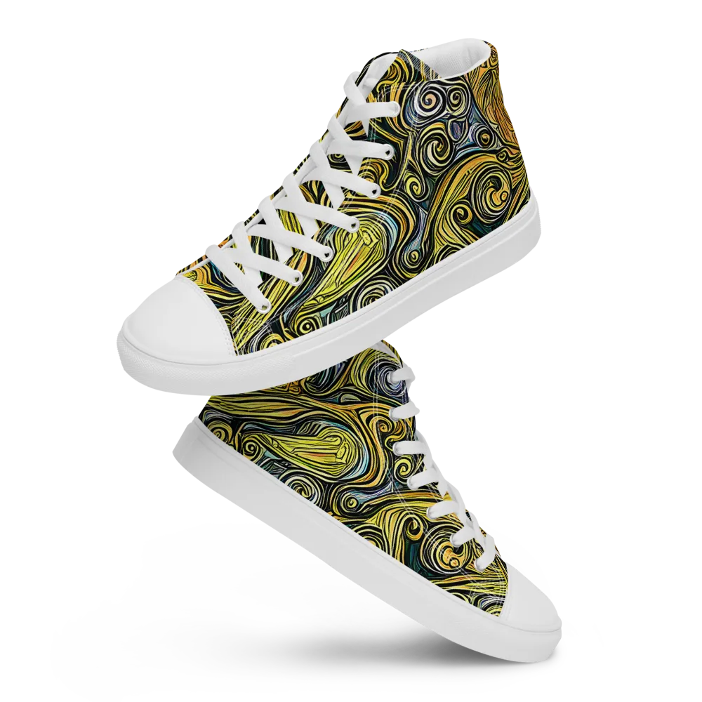 Solar Paisley on Men's High Top Canvas Shoes — Front