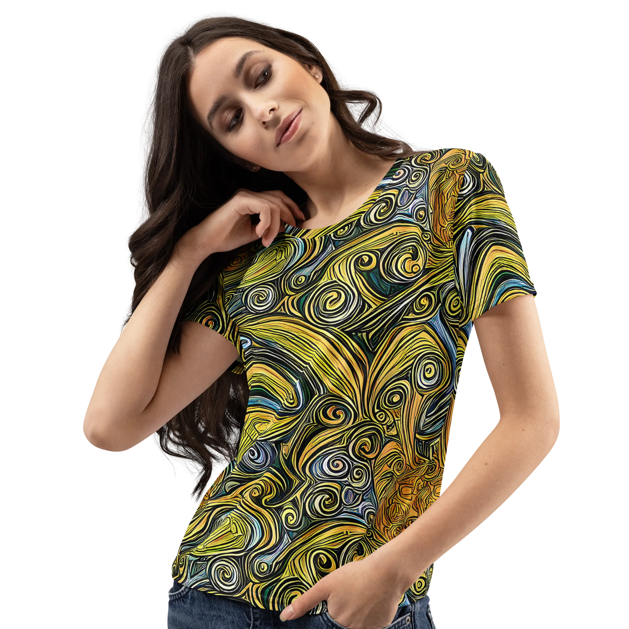 Solar Paisley on Women's Crew Neck T-Shirt — Left Front