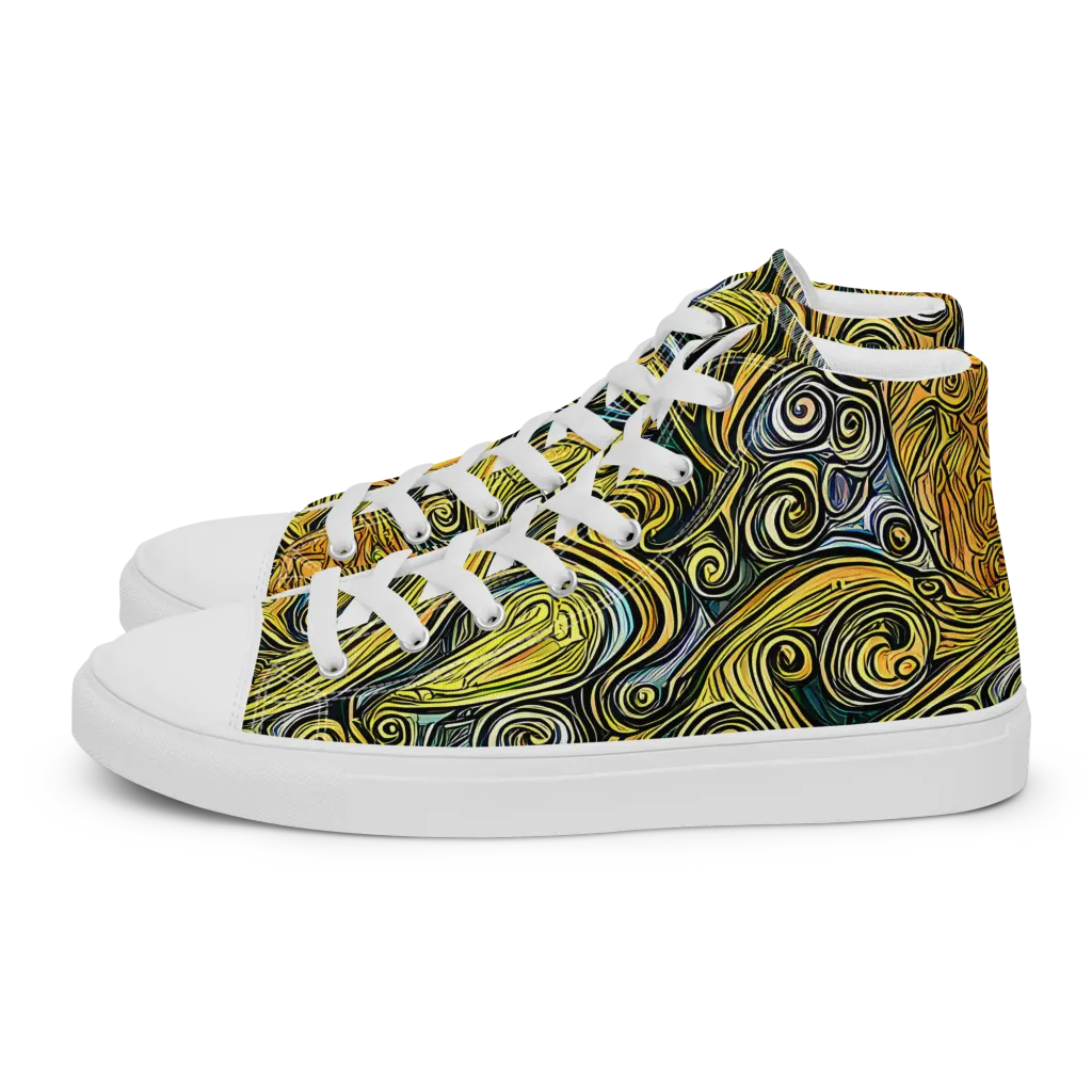 Solar Paisley on Women's High Top Canvas Shoes — Left