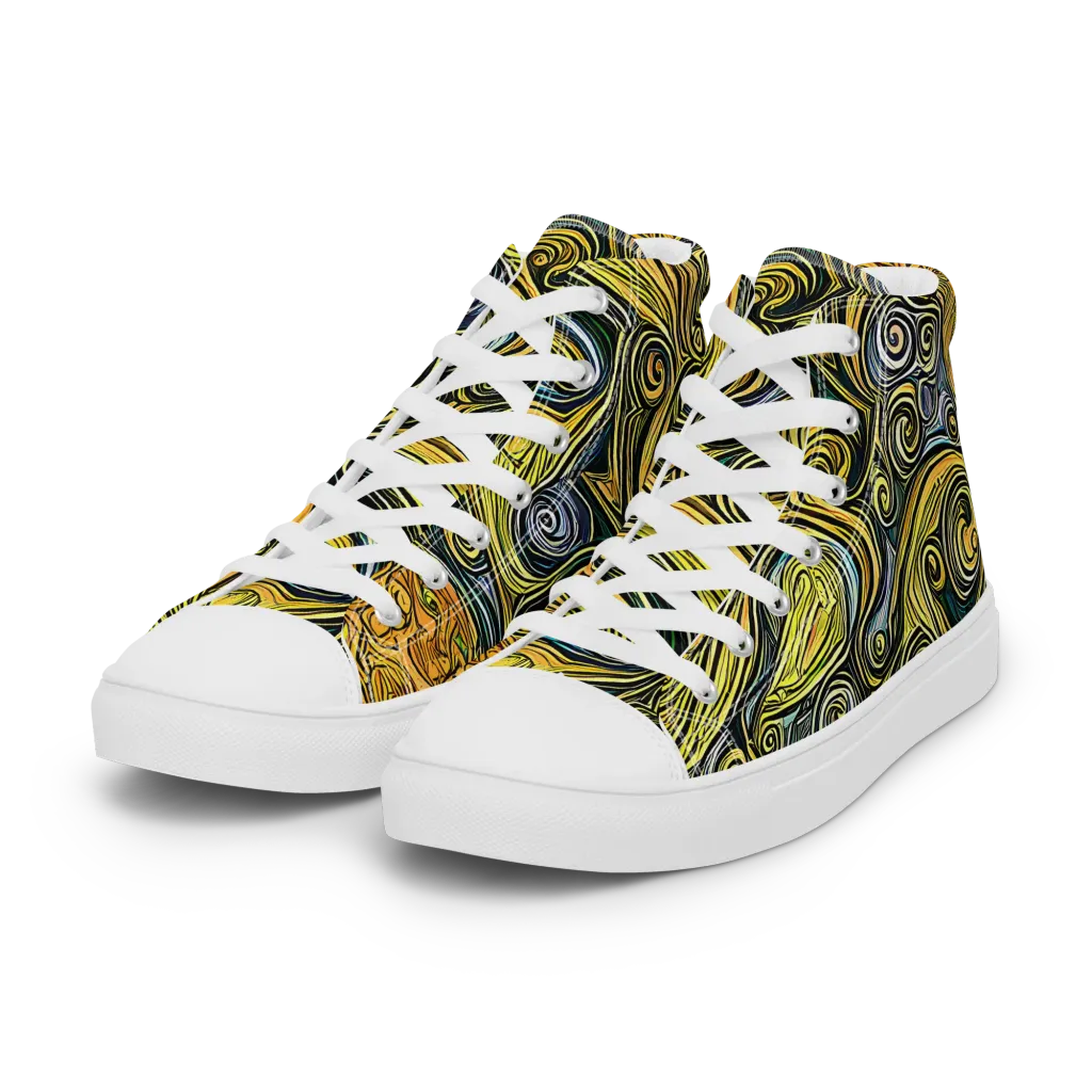 Solar Paisley on Women's High Top Canvas Shoes — Left Front
