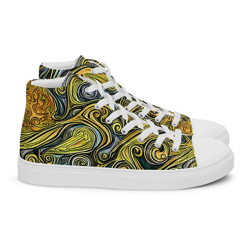 Solar Paisley on Women's High Top Canvas Shoes — Right