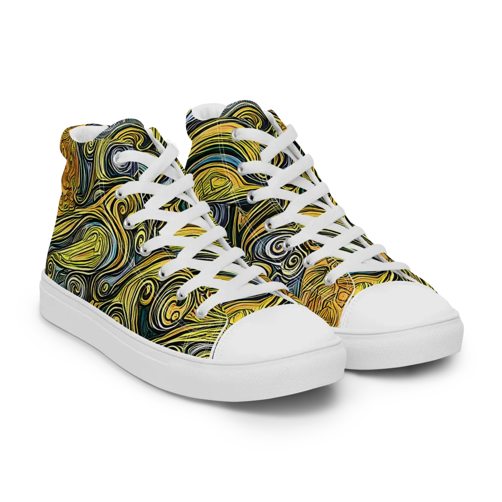 Solar Paisley on Women's High Top Canvas Shoes — Right Front
