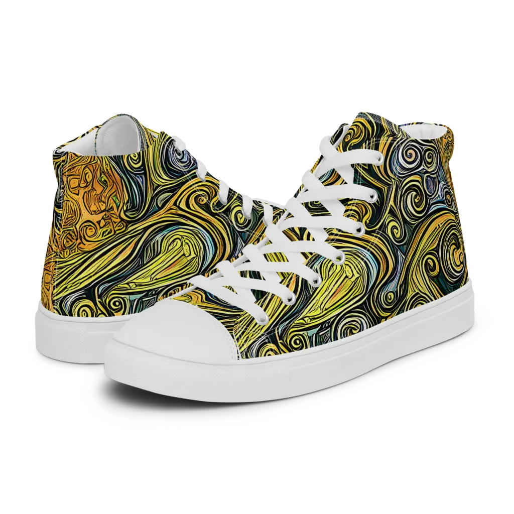 Solar Paisley on Women's High Top Canvas Shoes — Left